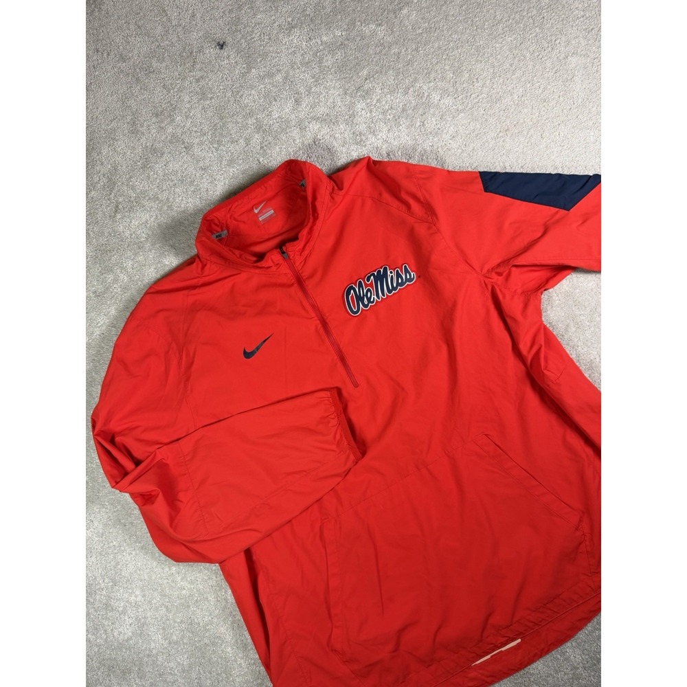 Ole Miss Rebels Pullover Mens XL Red NCAA Football Baseball 1/4 Zip Nike Dri-FIT